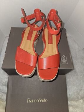 Franco Sarto Red Espadrille Wedge Sandals